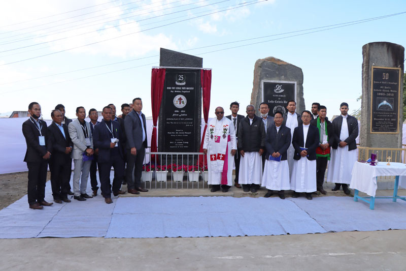 Most Rev Dr James Thoppil, C James Ezung, Fathers, church elders and dignitaries during the Wokha Town Catholic Youth Association silver jubilee celebration at St. Paul’s Catholic Church Wokha on December 13 and 14.